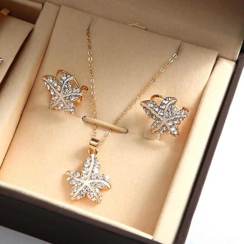 Women's Quartz Table Waterproof Fashion Watch Inlaid Hand Chain Five-Piece Set
