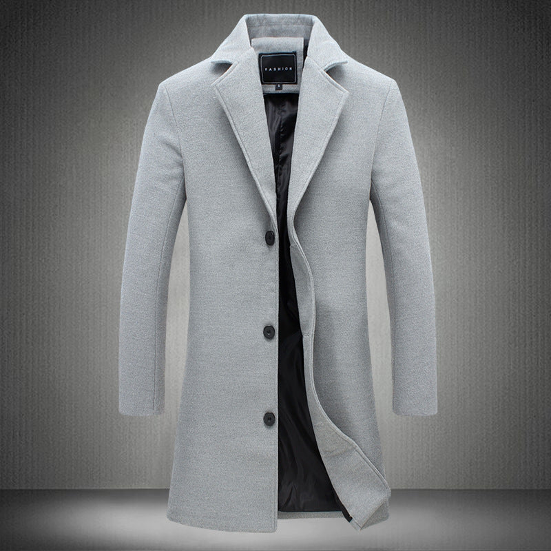 Autumn And Winter New Mens Solid Color Casual Coats
