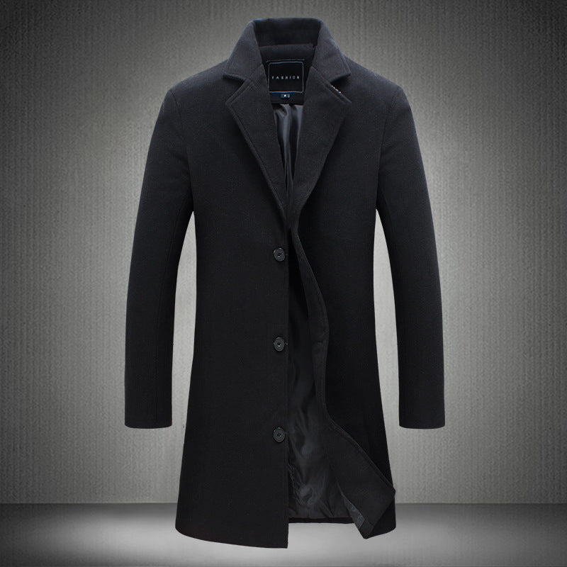Autumn And Winter New Mens Solid Color Casual Coats