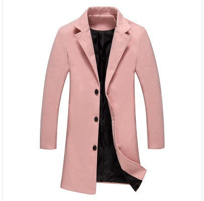 Autumn And Winter New Mens Solid Color Casual Coats