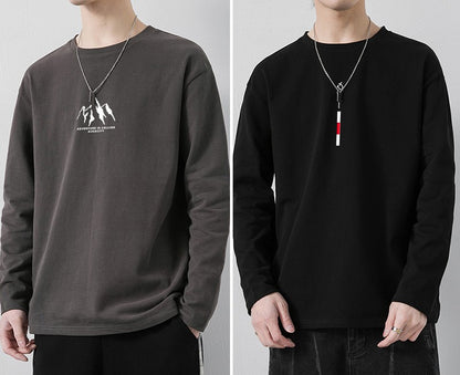 Loose Casual Cotton Long Sleeve T-Shirt For Men