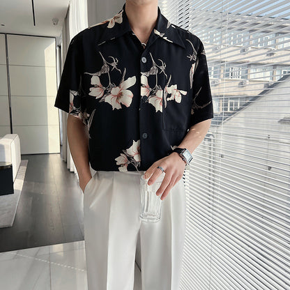 Summer Drape Thin Floral Shirt For Men