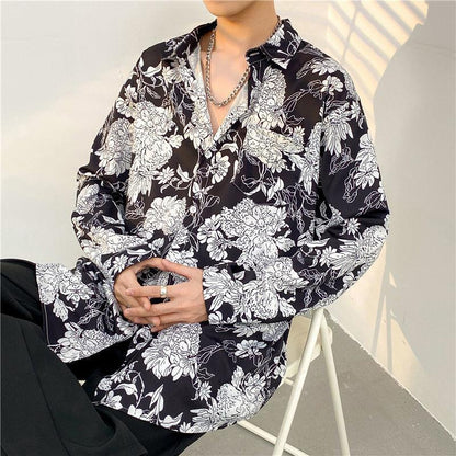 Mens Temperament Fashion Casual Printed Shirt