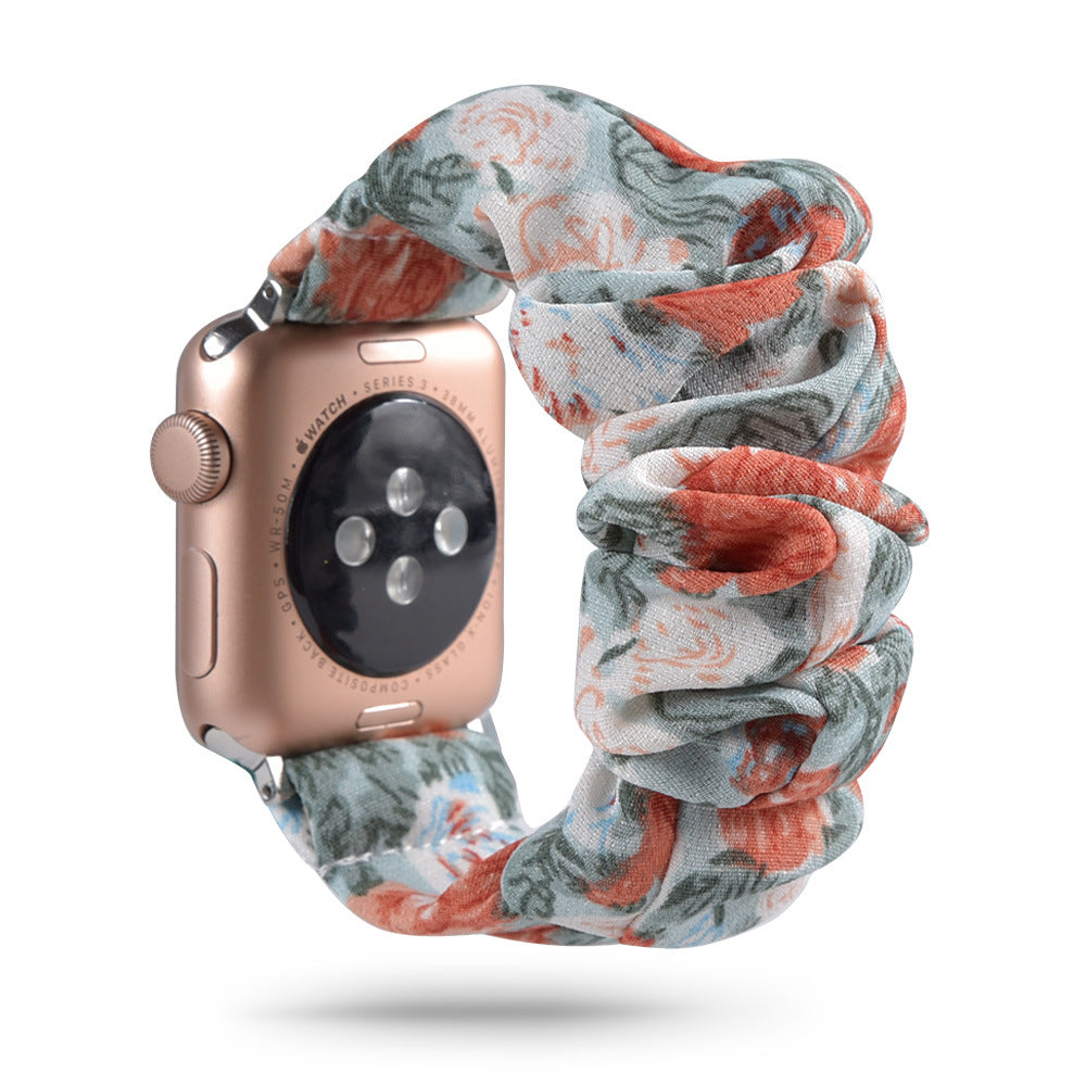 Compatible with Apple, Printed Fabric iWatch New Product Bracelet Hair Ring Strap