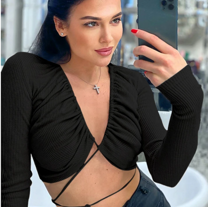 Strapless Crop Top T-Shirt Women Sexy Slim-Fit Short Coat