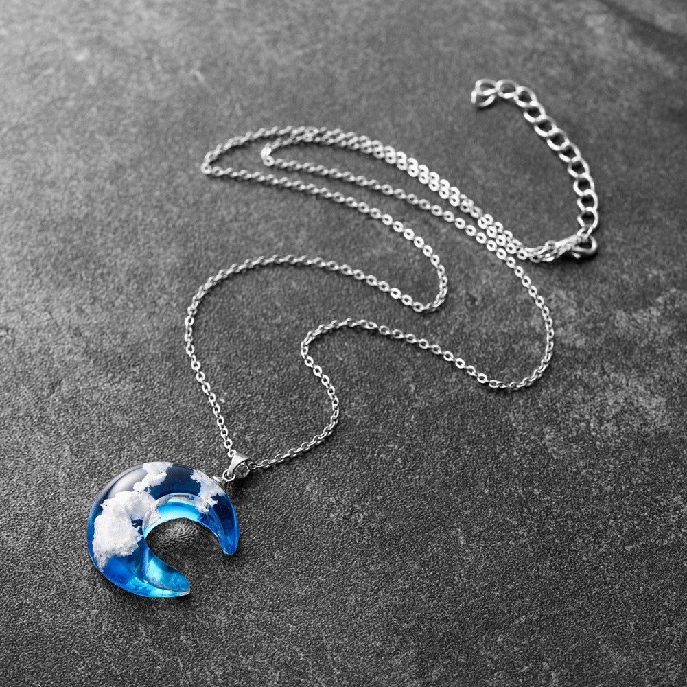 Fashion Jewelry Blue Sky And Baiyun Forest Series Transparent Moon Resin Pendant