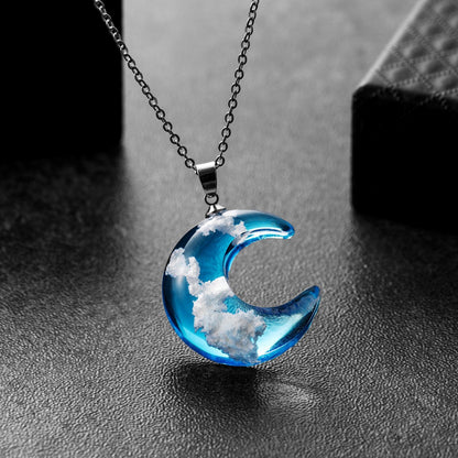 Fashion Jewelry Blue Sky And Baiyun Forest Series Transparent Moon Resin Pendant