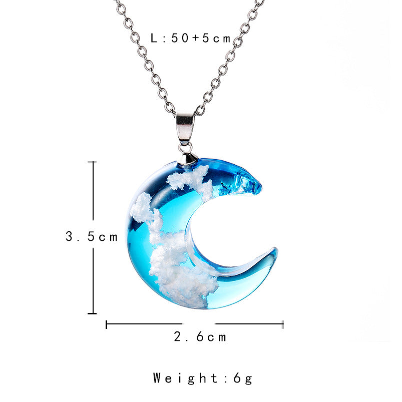 Fashion Jewelry Blue Sky And Baiyun Forest Series Transparent Moon Resin Pendant