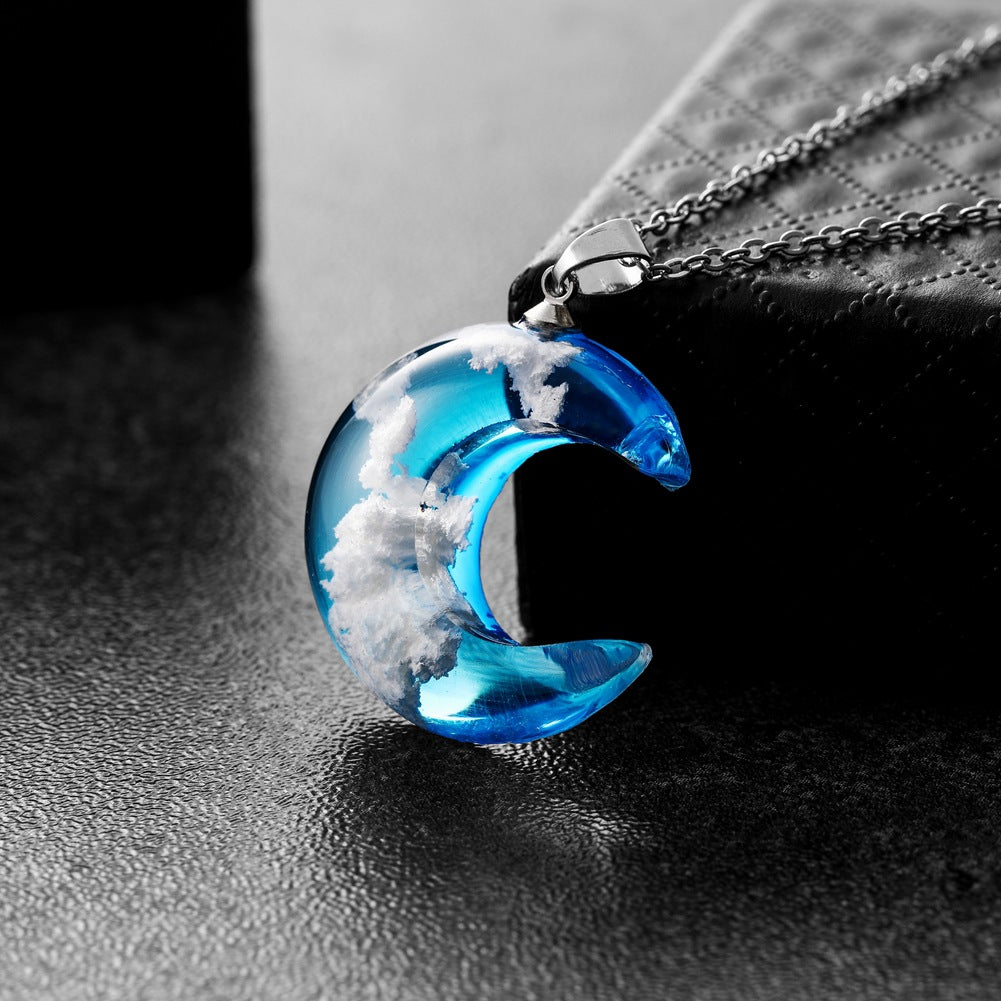 Fashion Jewelry Blue Sky And Baiyun Forest Series Transparent Moon Resin Pendant