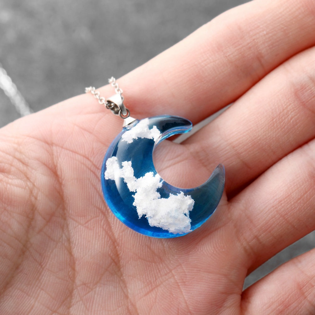 Fashion Jewelry Blue Sky And Baiyun Forest Series Transparent Moon Resin Pendant