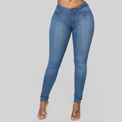 Simple Fashion Ladies High Stretch Jeans