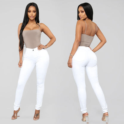 Simple Fashion Ladies High Stretch Jeans