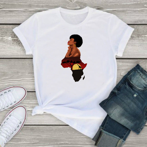 Melanin African Map T-Shirt African Girl