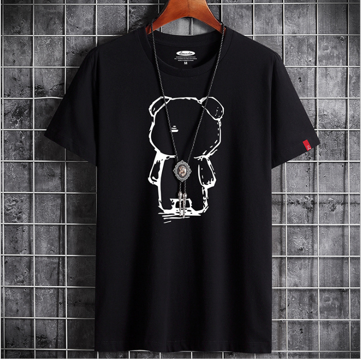 Mens Casual Bear Anime T-Shirt