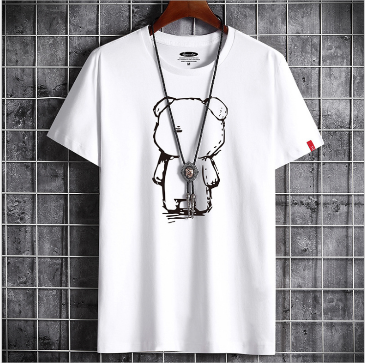 Mens Casual Bear Anime T-Shirt