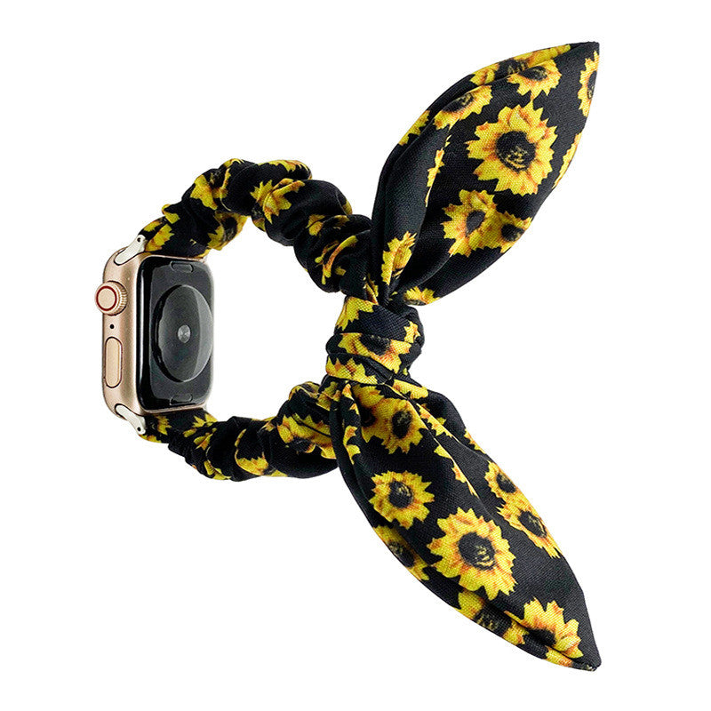 Compatible with Apple, Satin Bowknot Ear Hair Tie Strap Elastic Apple iWatch Watch Band