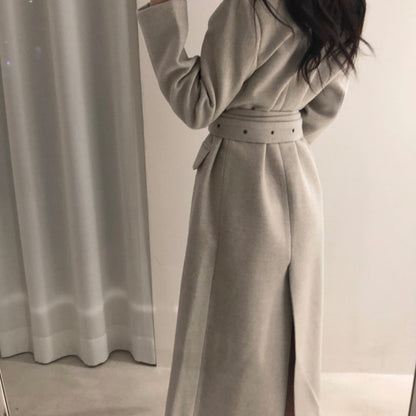 Light and Luxurious Temperament Woolen Long Loose Coat