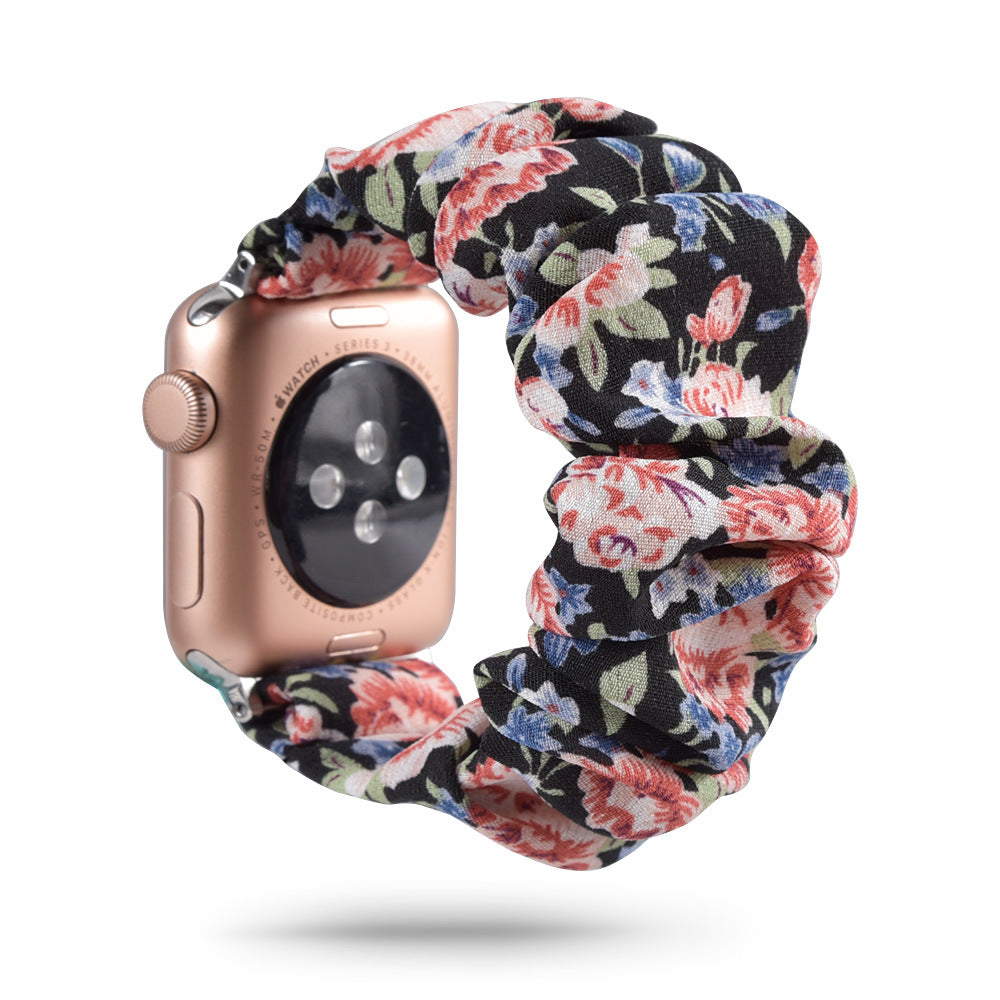 Compatible with Apple, Printed Fabric iWatch New Product Bracelet Hair Ring Strap