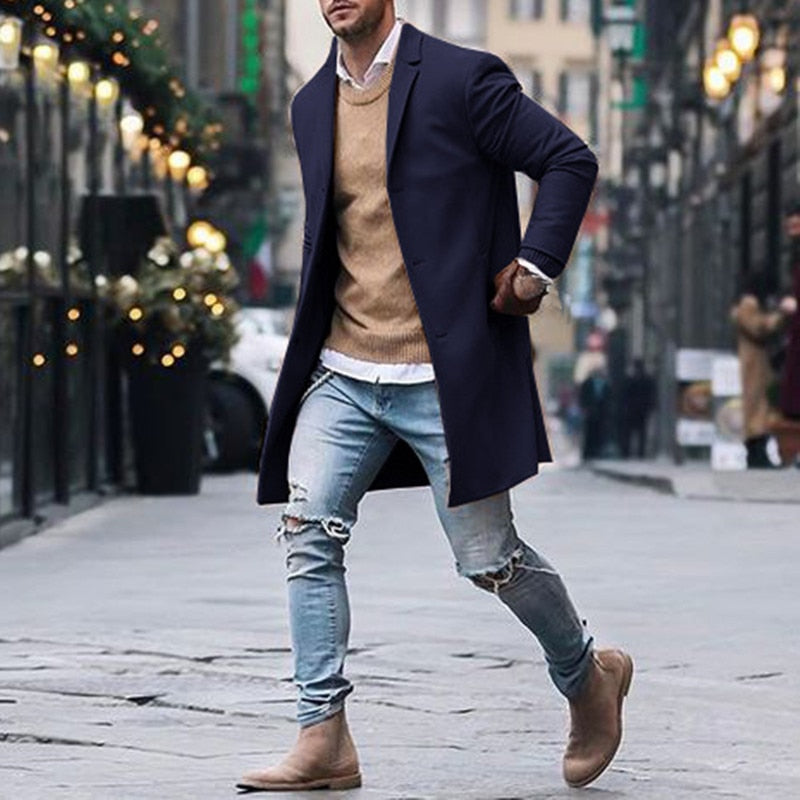 Fashion Winter Men's Trench Long Coat