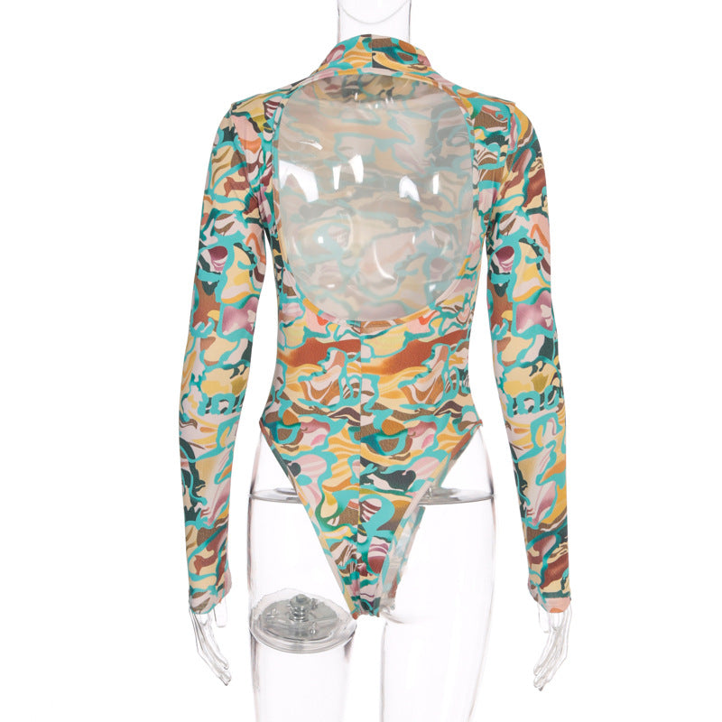 Camouflage Long Sleeve Bodysuit