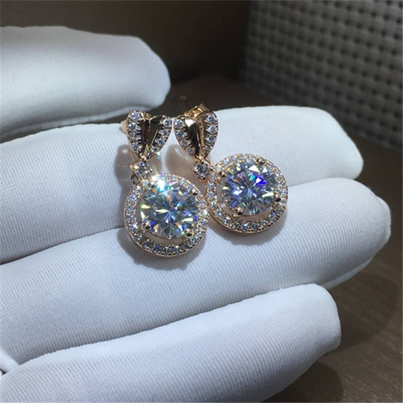 Heart-Shaped Zircon Ear Studs