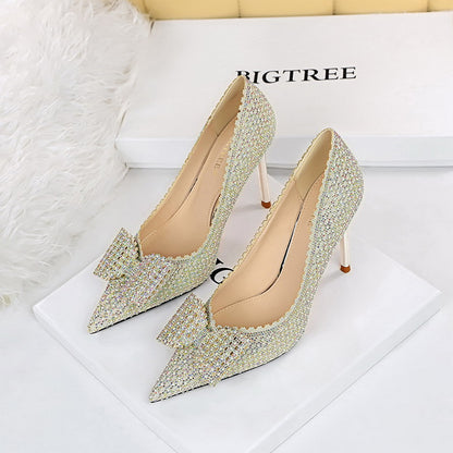 Sweet Women's Princess Wedding Shoes Thin High Heels Shallow Mouth