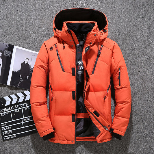 Winter Thick Men Solid Hooded Coats Detachable Jacket