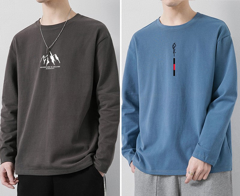 Loose Casual Cotton Long Sleeve T-Shirt For Men