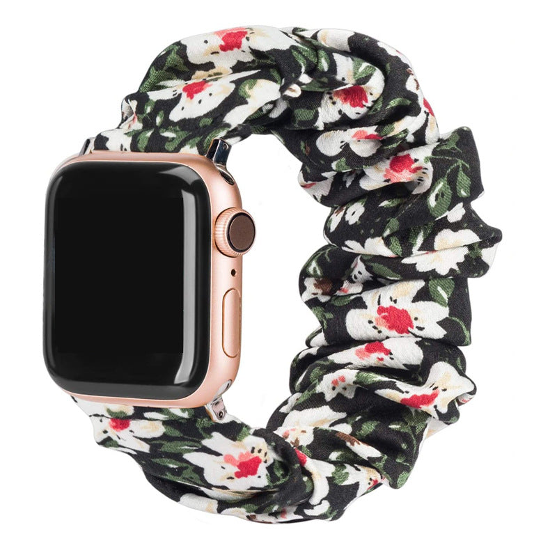 Compatible with Apple, Printed Fabric iWatch New Product Bracelet Hair Ring Strap