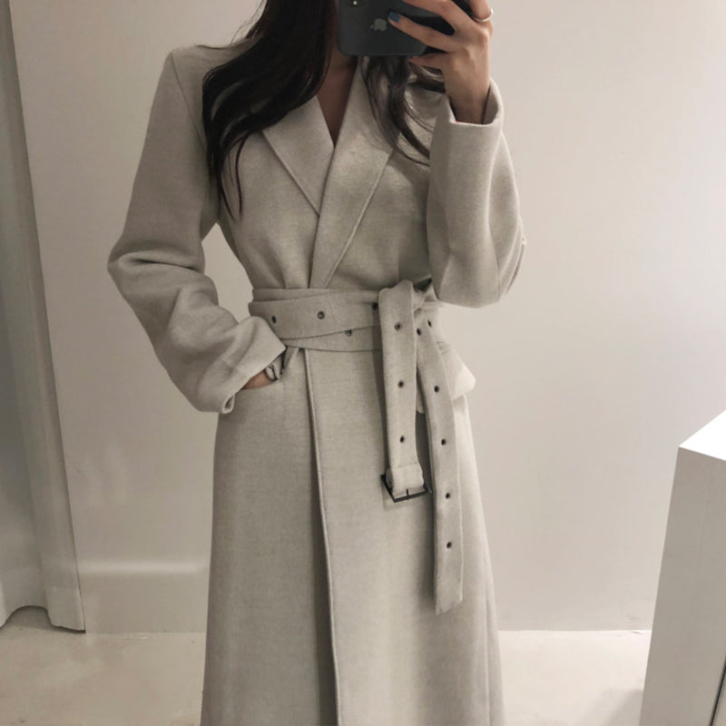 Light and Luxurious Temperament Woolen Long Loose Coat