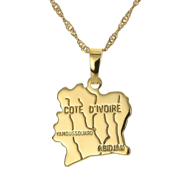 Golden Africa Map Necklace