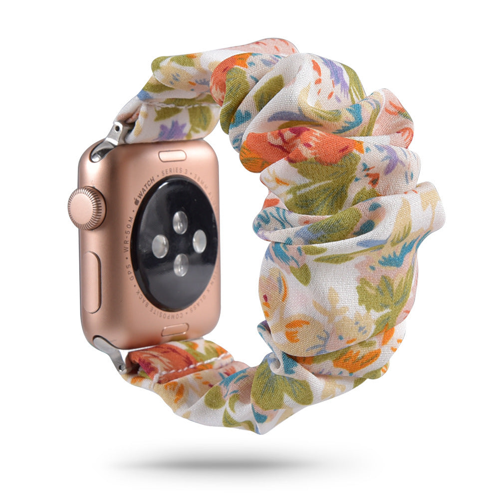 Compatible with Apple, Printed Fabric iWatch New Product Bracelet Hair Ring Strap