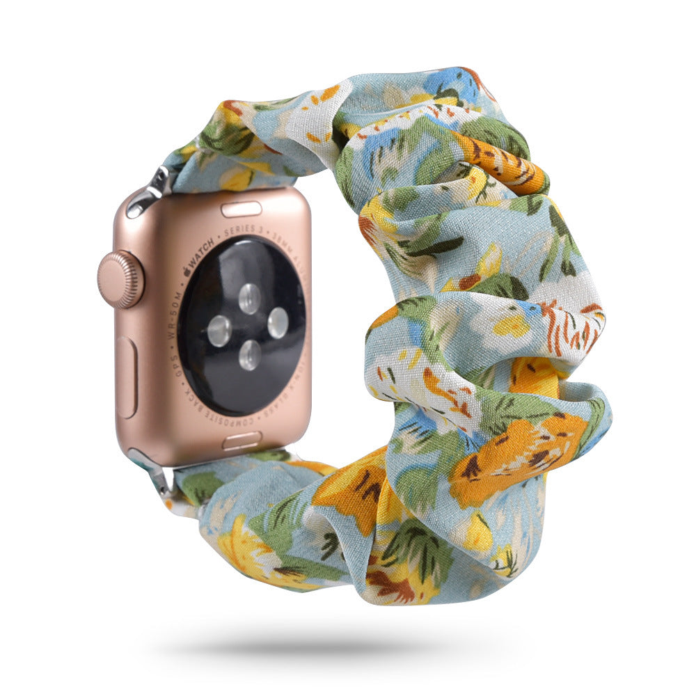 Compatible with Apple, Printed Fabric iWatch New Product Bracelet Hair Ring Strap