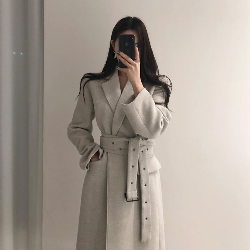 Light and Luxurious Temperament Woolen Long Loose Coat