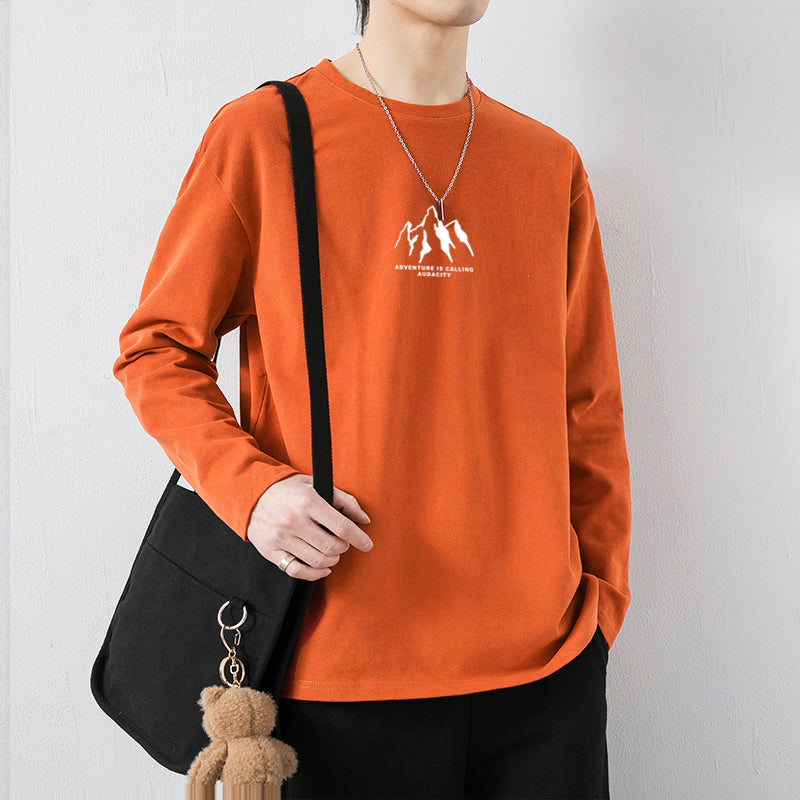 Loose Casual Cotton Long Sleeve T-Shirt For Men