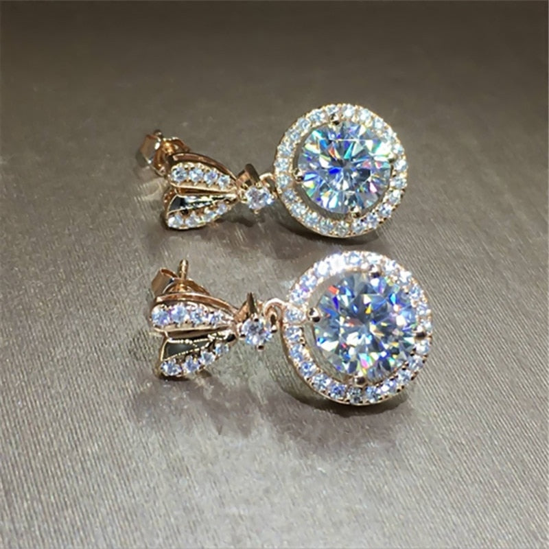 Heart-Shaped Zircon Ear Studs