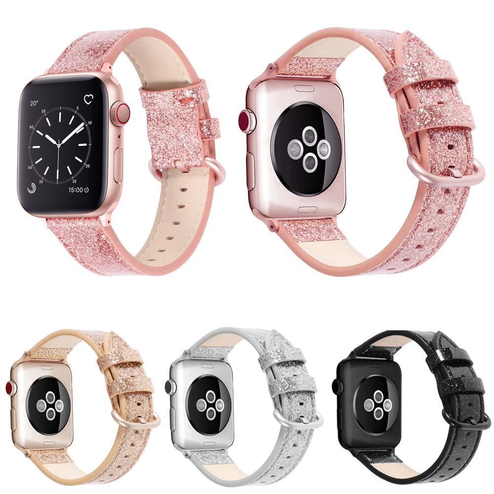 Compatible with Apple, iWatch Leather Glitter Strap