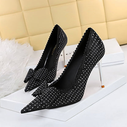 Sweet Women's Princess Wedding Shoes Thin High Heels Shallow Mouth