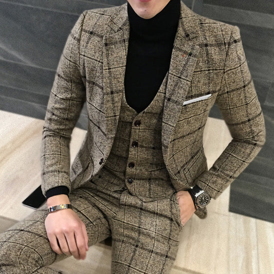 Thick Slim Fit Plaid Suits