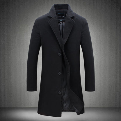 Autumn And Winter New Mens Solid Color Casual  Coats