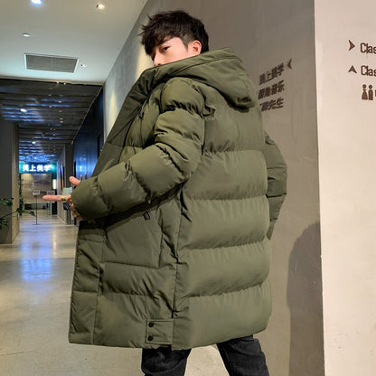 Pure Color Long Padded Jacket For Thickening And Warmth