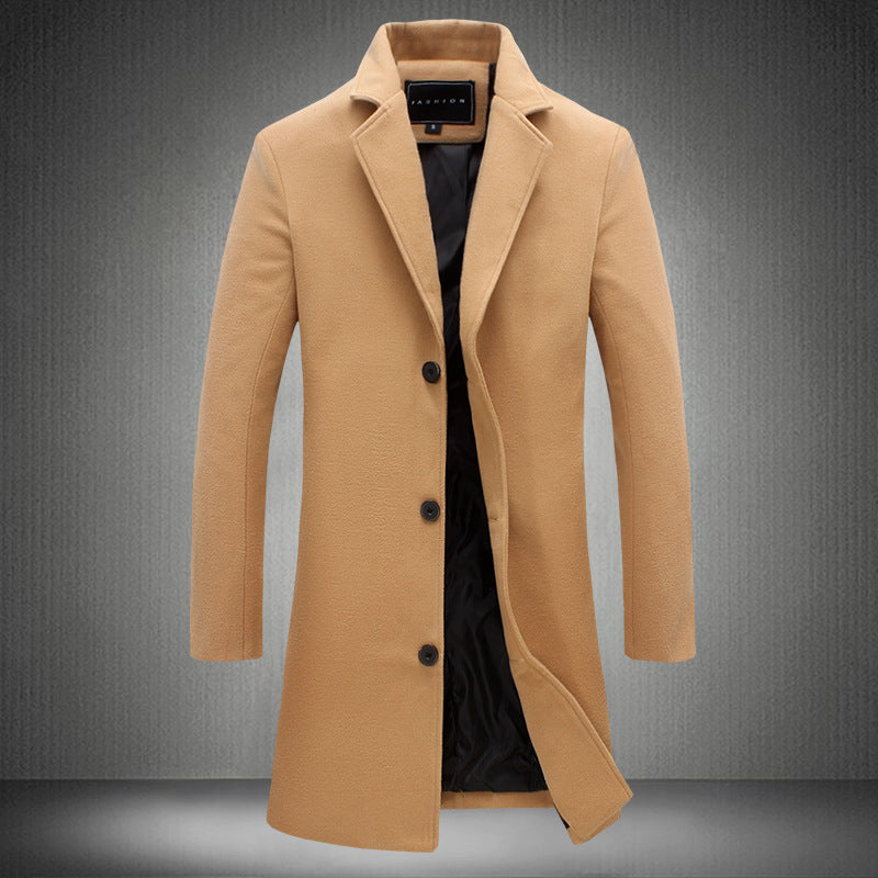 Autumn And Winter New Mens Solid Color Casual  Coats