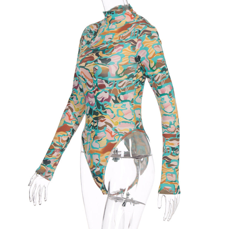 Camouflage Long Sleeve Bodysuit