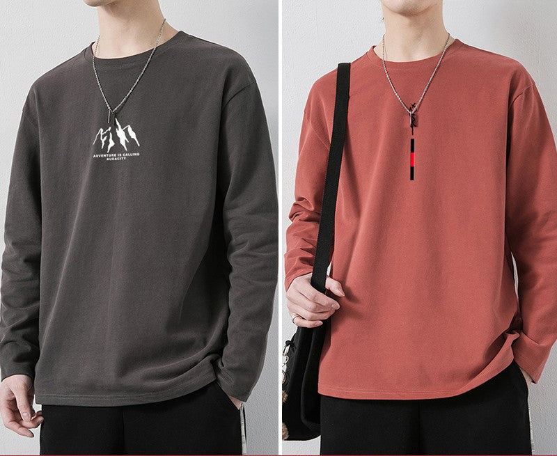 Loose Casual Cotton Long Sleeve T-Shirt For Men