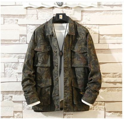 New Mens Camouflage Denim Jacket