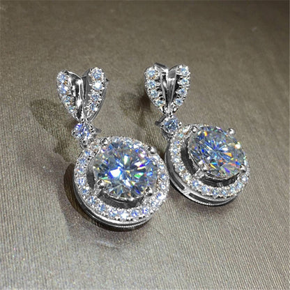 Heart-Shaped Zircon Ear Studs