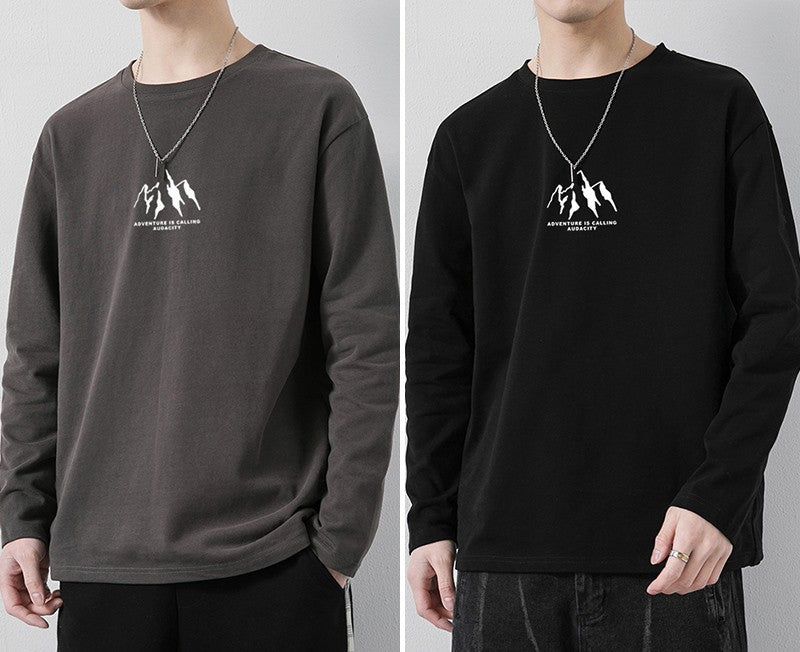 Loose Casual Cotton Long Sleeve T-Shirt For Men