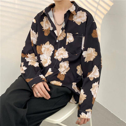 Mens Temperament Fashion Casual Printed Shirt