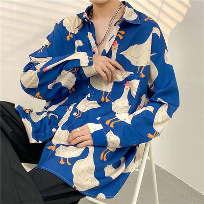 Mens Temperament Fashion Casual Printed Shirt