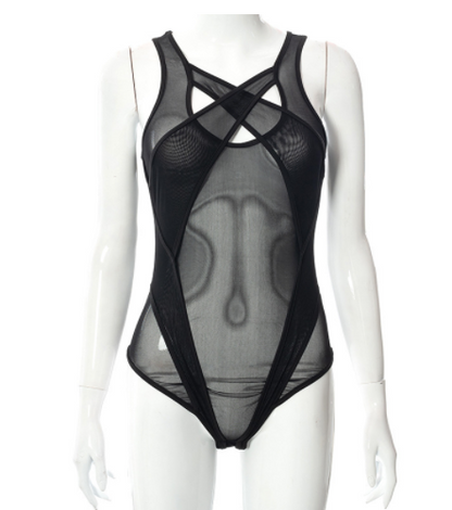 Mesh See-Through Hollow Bodysuit